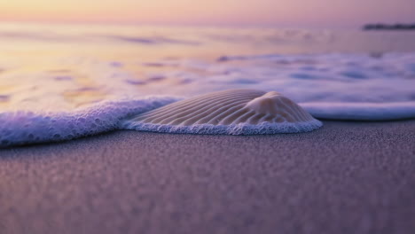 seashell on the beach at sunrise/sunset