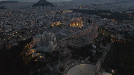 aerial cinematic shot of the acropolis of athens in the early morning
