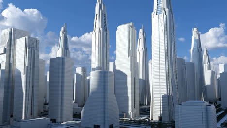 futuristic cityscape with modern skyscrapers