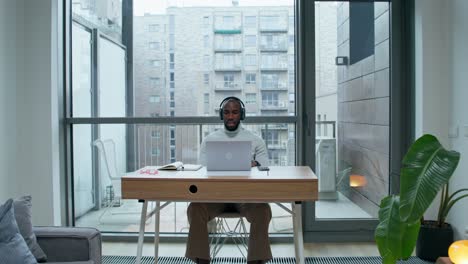 man working from home