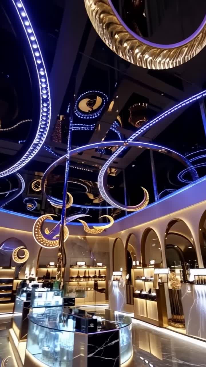 화려한 인테리어 디자인을 가진 럭셔리 와인 가게