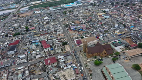 the panoramic view over winneba town city from south ghana