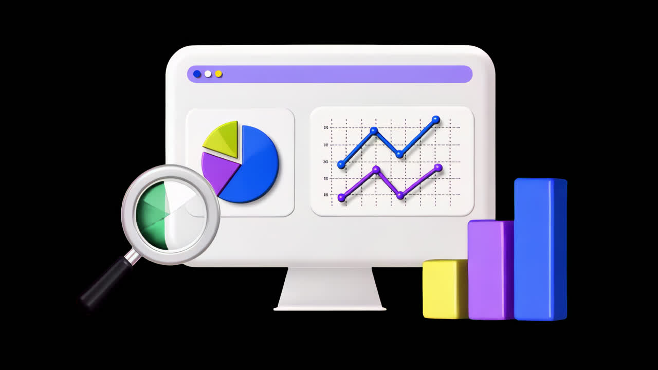 Minimalist search engine illustration animation isolated asset, transparent 4K video, alpha channel