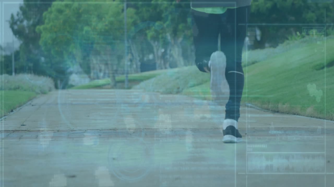 장애인 아프리카계 미국인 남성 달리기 선수에 대한 데이터 처리 애니메이션