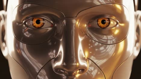 a glimpse into the depths of ai: the journey of a hyper-realistic animated face with expressive eyes from awakening to tranquility