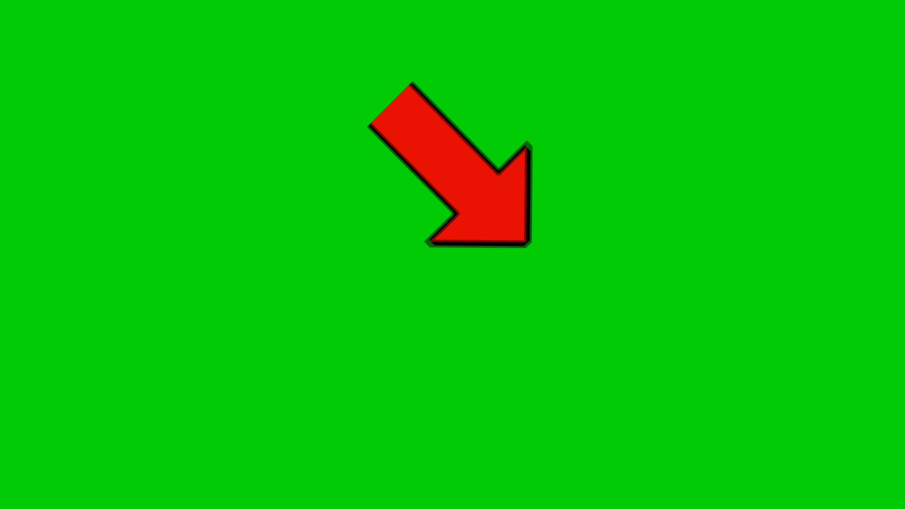 Right down corner pointing arrow on green screen animation motion graphics