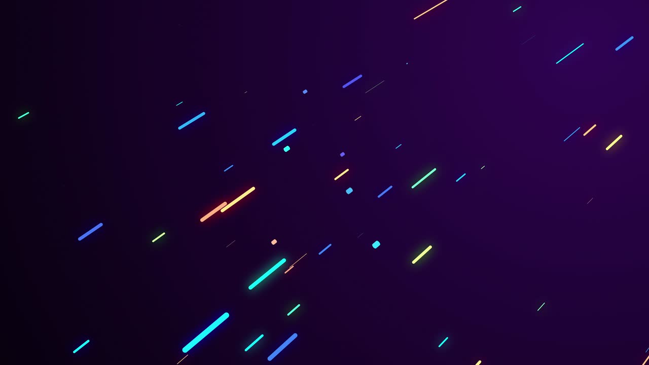 muchas partículas de líneas de luz coloridas que se mueven en el espacio y se desvanecen una por una al final.