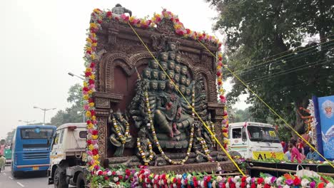 durga puja festival in india: a colorful religious procession