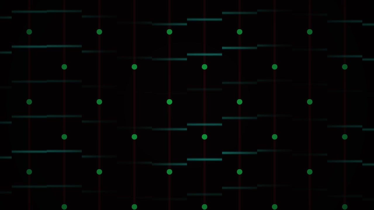 Abstract Digital Grid Animation with Moving Green Dots and Lines