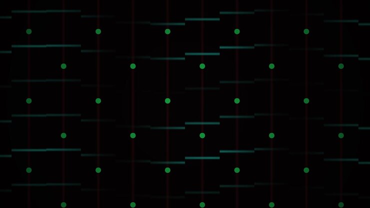 Abstract Digital Grid Animation with Moving Green Dots and Lines
