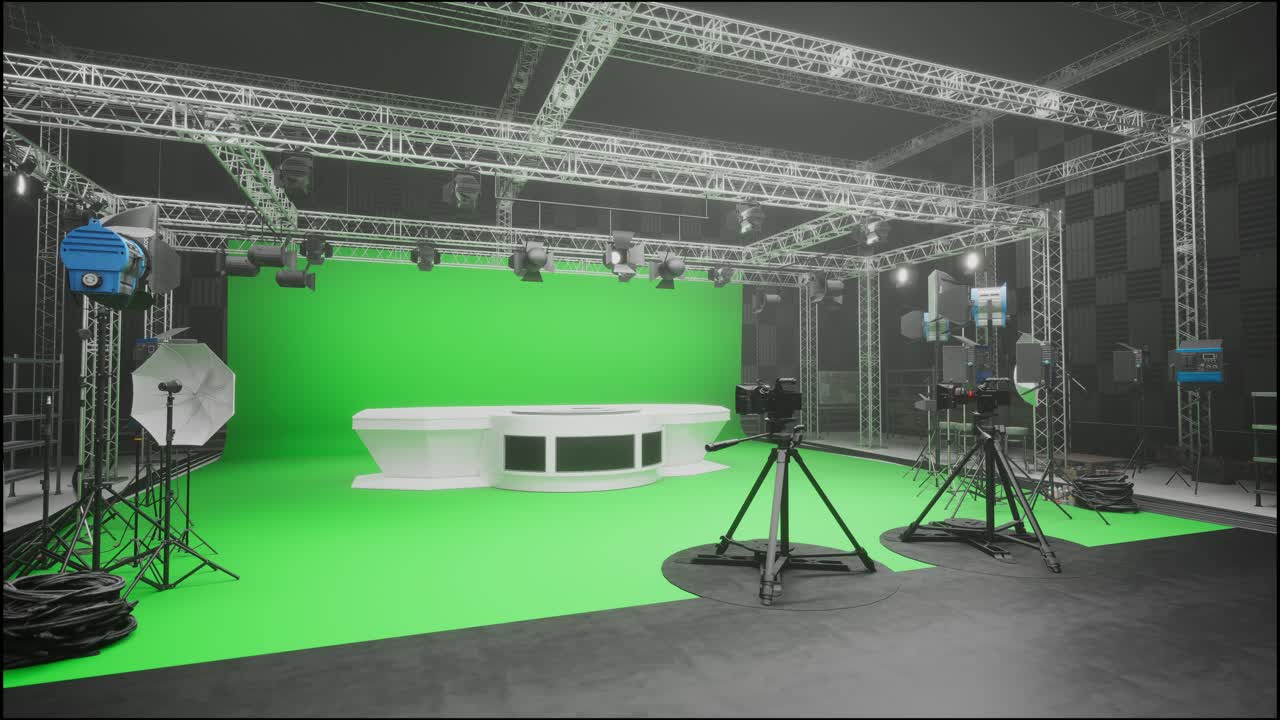 transmisión con pantalla verde. estudio virtual con pantalla verde