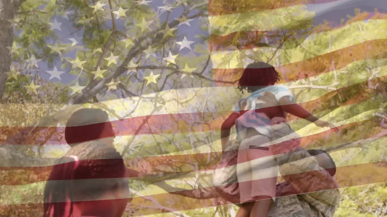 reunión familiar con el padre en uniforme militar