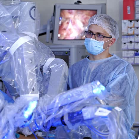 medical robot. robotic surgery. medical operation involving robot. minimally invasive robotic surgery with the robotic system.