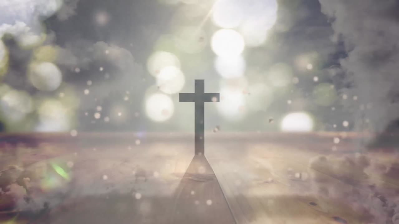 십자가와 구름 위의 빛 반점의 애니메이션