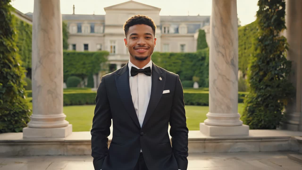 Man in Tuxedo in a Courtyard