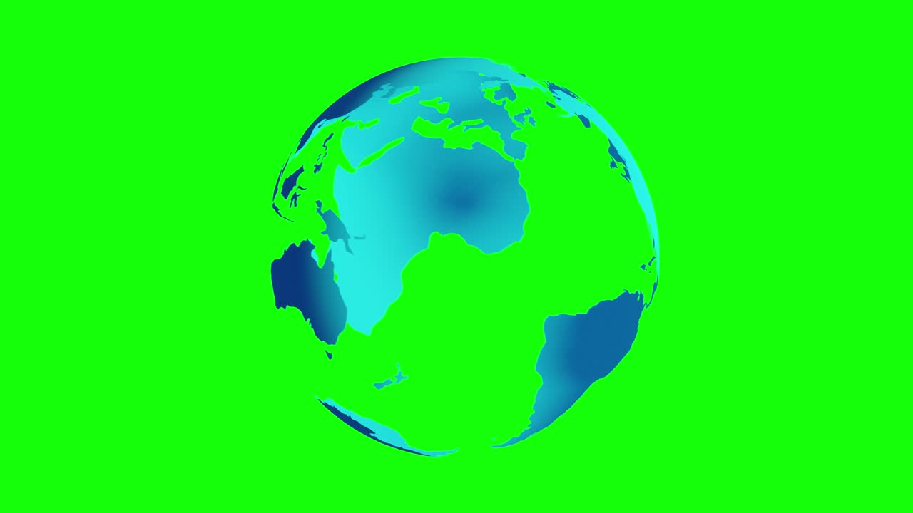 planeta tierra (vista completa) girando 360 grados aislado en la pantalla verde (clave de croma). animación 3d.
