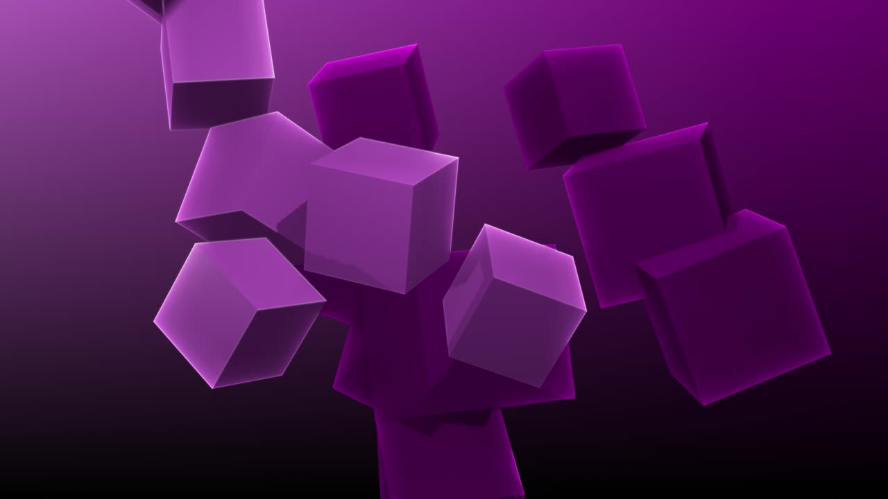 bucle de animación contemporáneo y relajante del grupo de cubos giratorios morados
