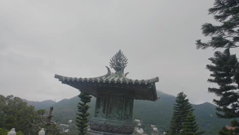 pagoda outdoor street lamp close up of oriental style of artwork detail during daytime - super slow motion