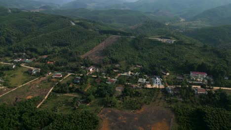 aerial view of a vietnamese village nestled in the mountains