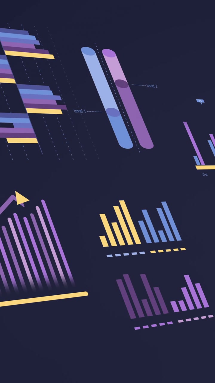 Animation von Finanzdatenverarbeitung über dunklem Hintergrund