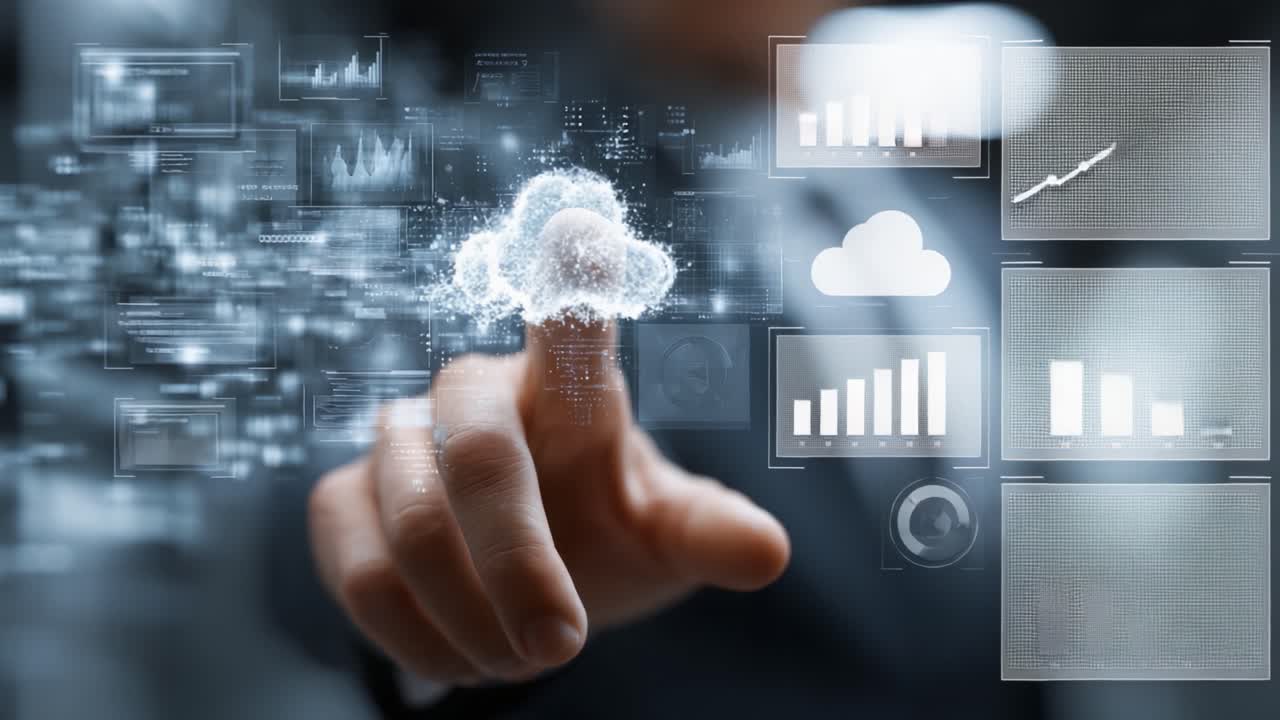 Exploring the Future of Data Management: A Business Professional Interactions with Cloud Technology and Analytics Displays for Modern Solutions