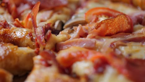 macro travel across a freshly baked delicious pizza