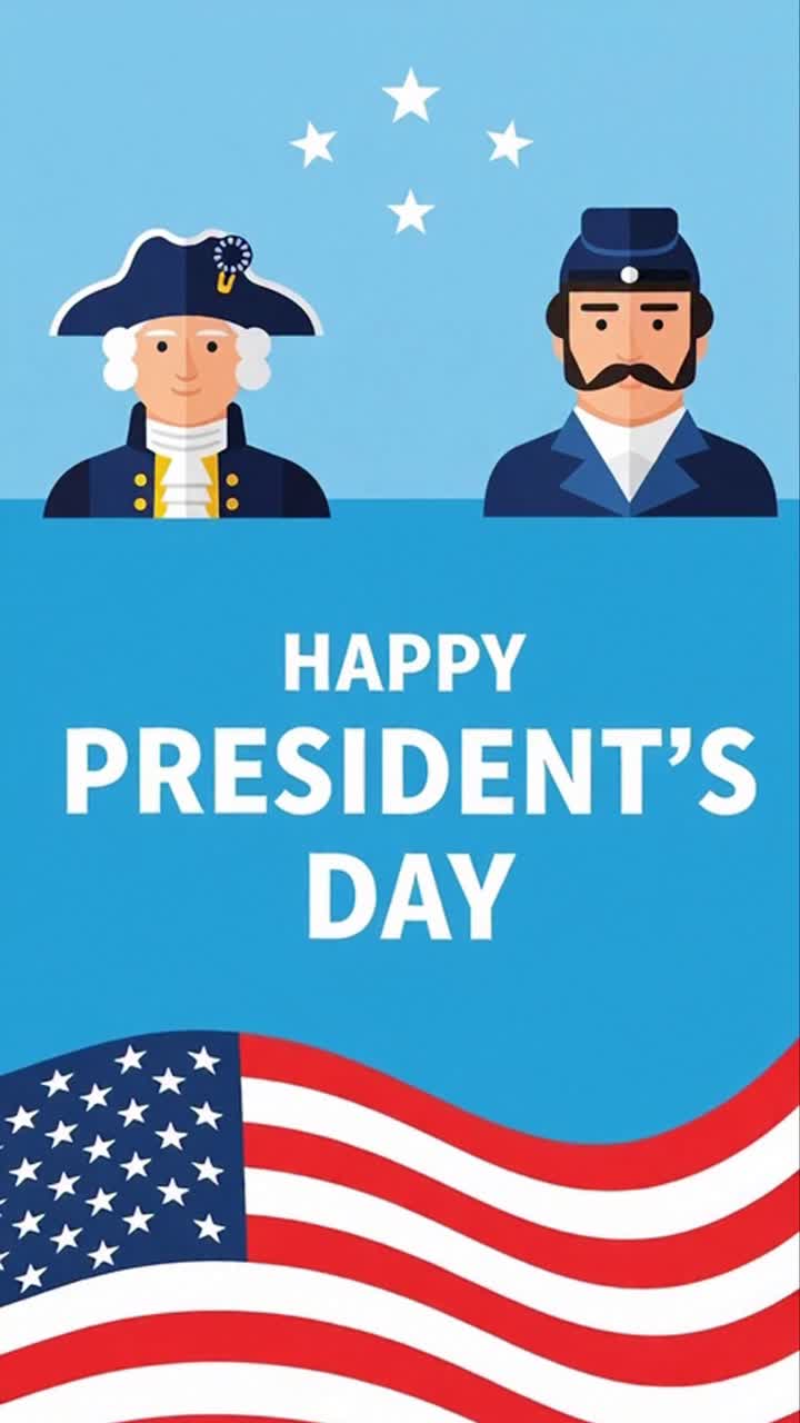 Happy Presidents Day Greeting Card With Washington And Lincoln