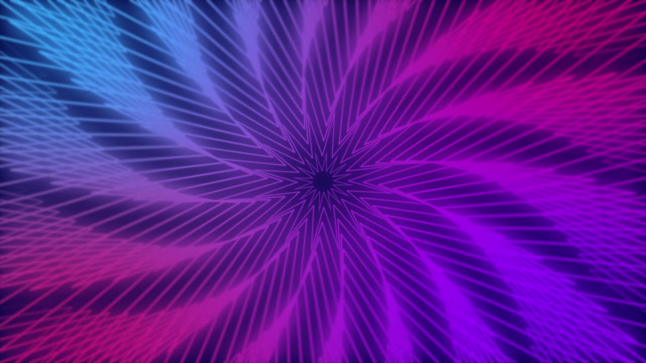 Vibrant Neon Starburst Pattern with Rotating Geometric Lines