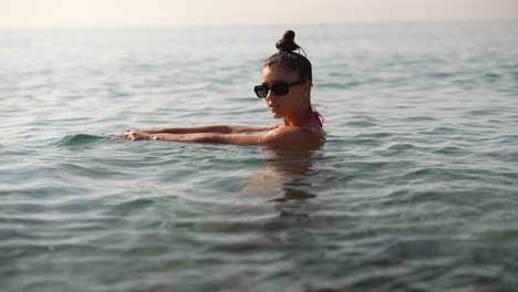 woman swimming in the sea