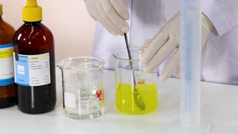 demostración de reacción química con cambio de color