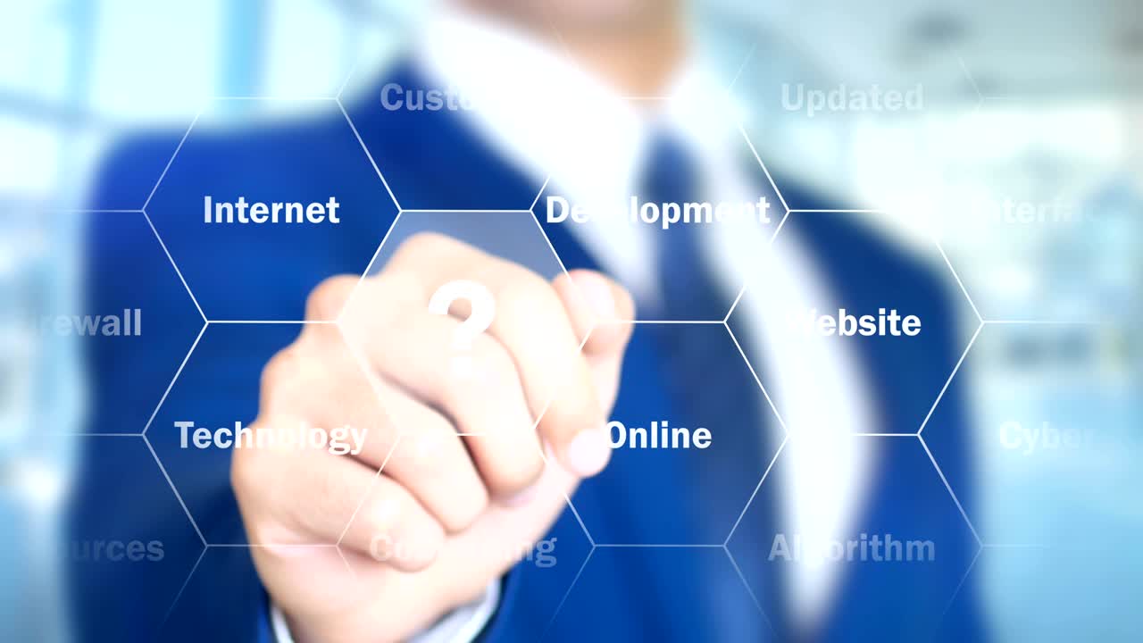 데이터 통합, 홀로그램 인터페이스에서 일하는 사람, 시각 화면