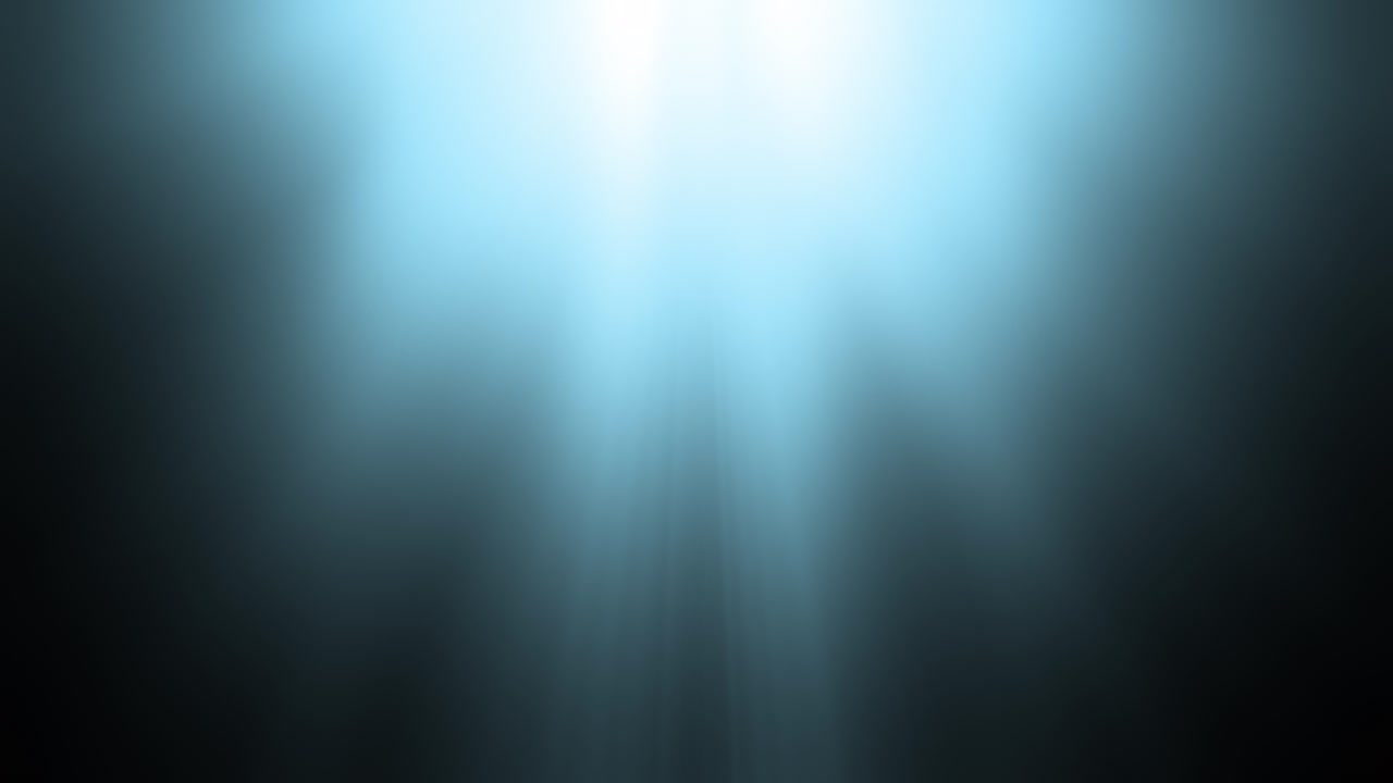 4K abstract top center blue spot flare light loop animation art on dark background. Lighting lamp rays effect dynamic blue hue color bright for video overlay.