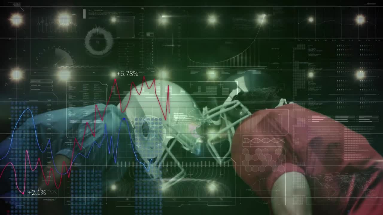 animación del procesamiento de datos sobre diversos jugadores de rugby masculinos