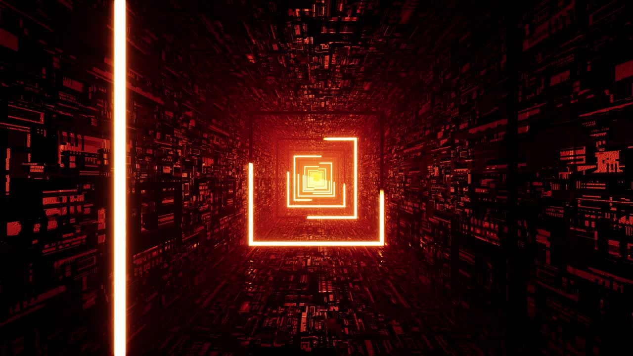 la luz roja brillante del túnel sci fi vj