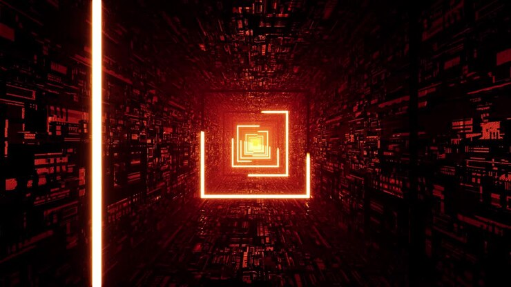 Glowing Red Light Sci Fi VJ Tunnel