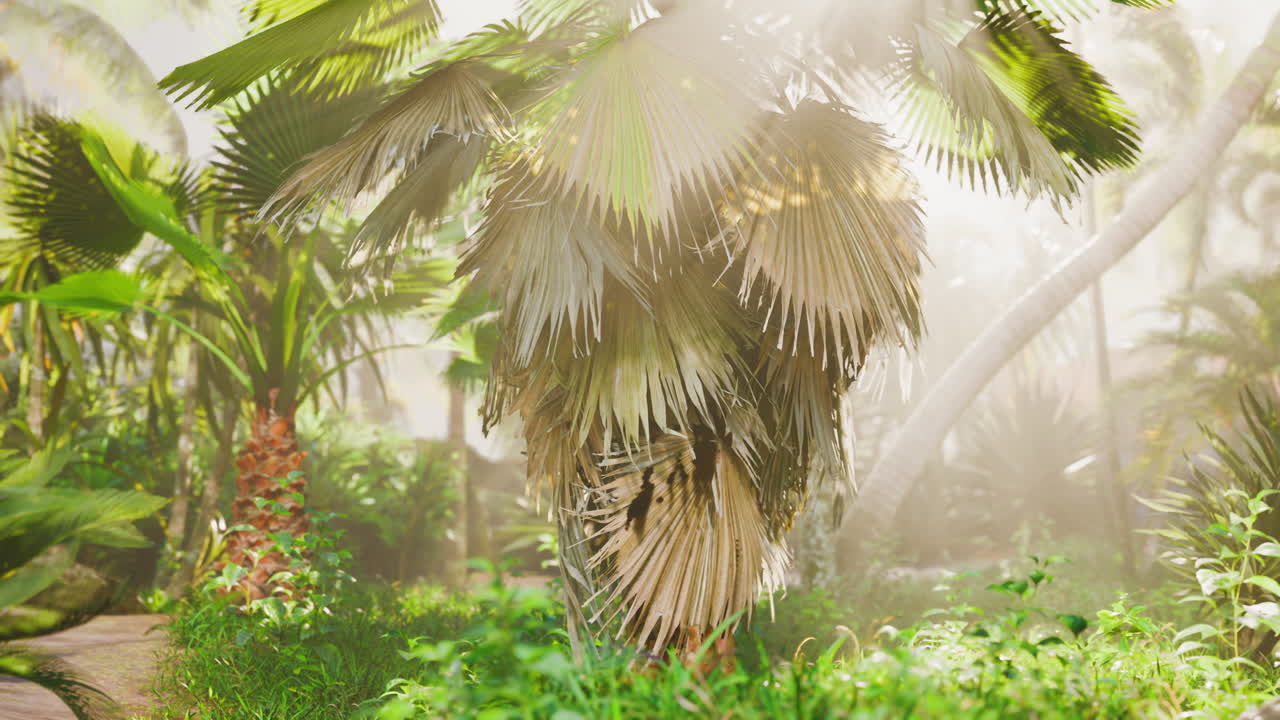 창의적인 열대 녹색 잎 자연 봄 개념
