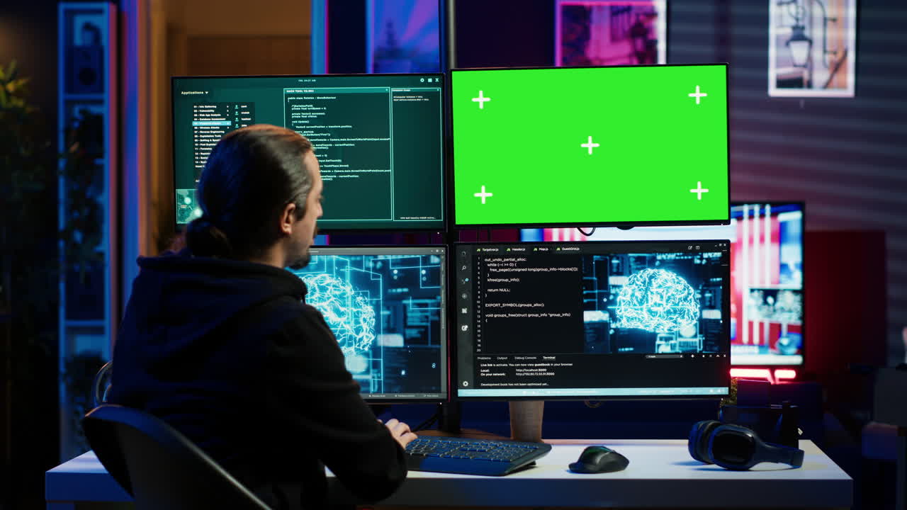 usando el monitor de pantalla verde y la ia para escribir spyware hacker
