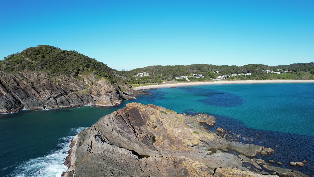 playa de botes - rocas de foca - isla - costa norte media - nueva gales del sur - nsw - australia - fotografía aérea
