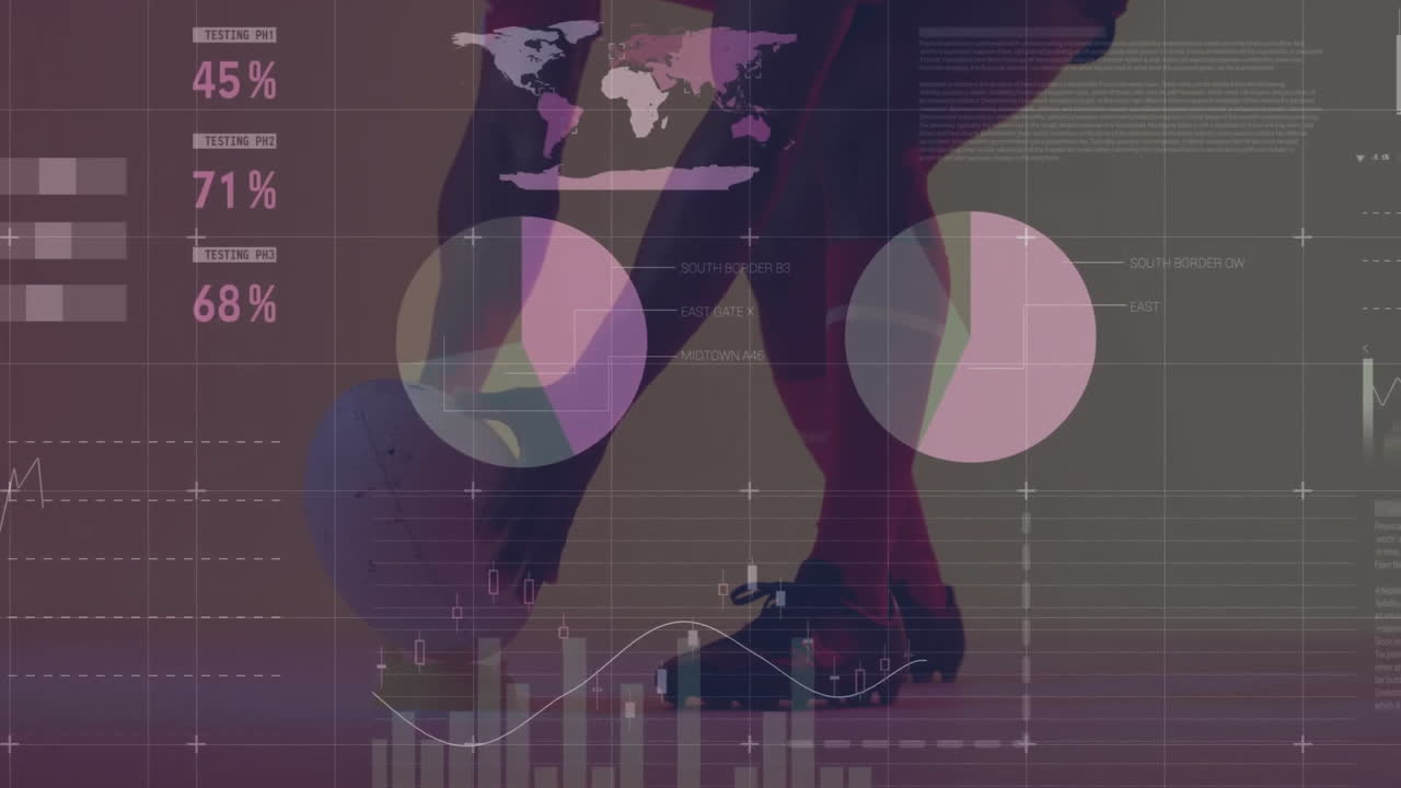 두 인종의 남성 럭비 선수에 대한 금융 데이터 처리의 애니메이션