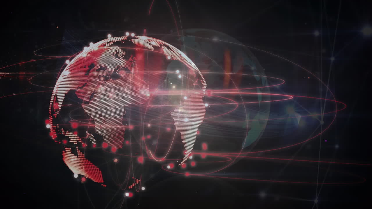 animación del globo con una red de conexiones con puntos brillantes