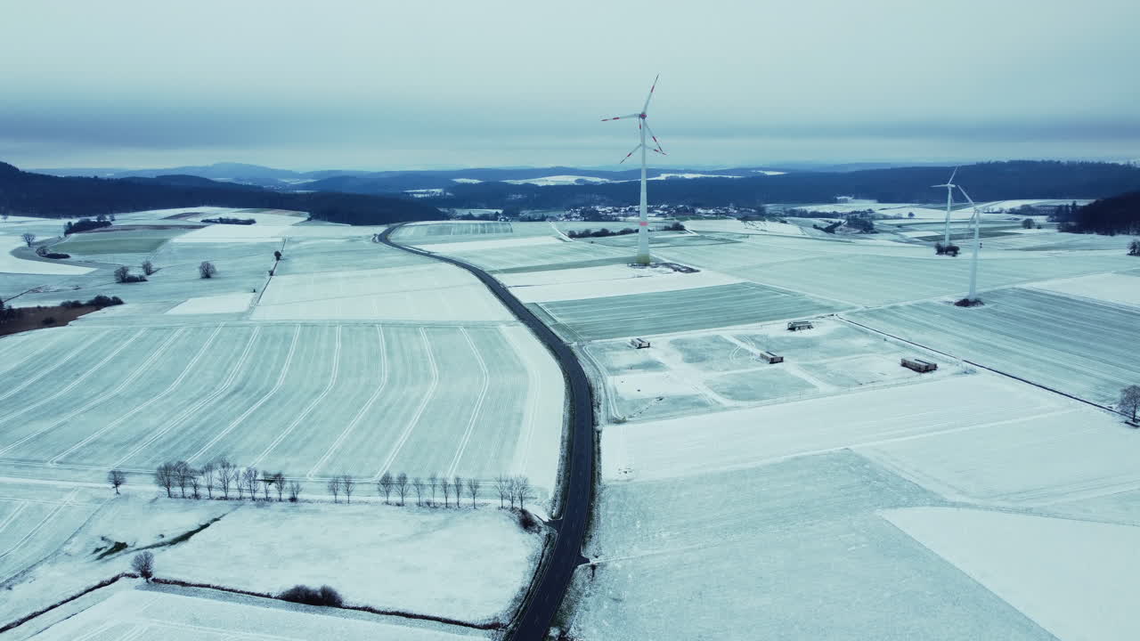 Winter Landscape with Wind Turbines