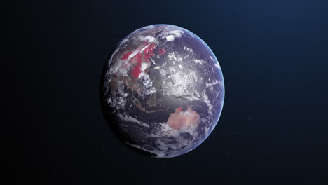 animación del planeta tierra girando y cambiando de color en un fondo azul oscuro