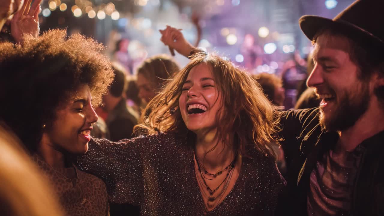 A Joyful Celebration Among Friends at a Vibrant Nightclub, Capturing the Essence of Happiness, Music, and Connection in a Lively Atmosphere