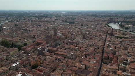 aerial shot of the dense city landscape with red roof tops lazise gardasee verona