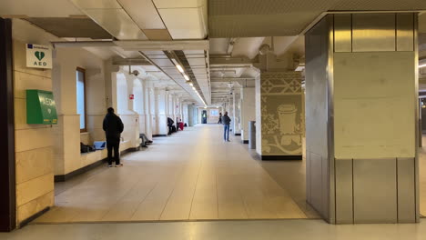 still shot inside amsterdam central station during the coronavirus pandemic in the netherlands