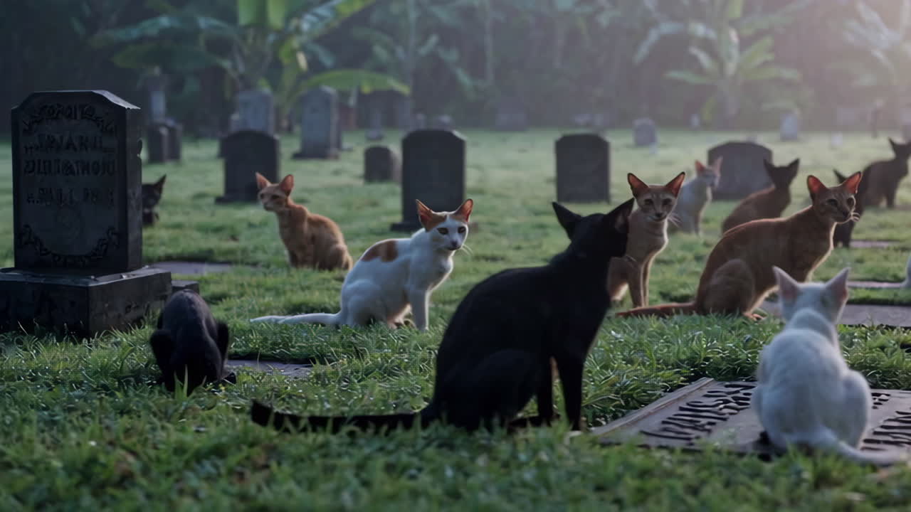 묘지에 있는 고양이들