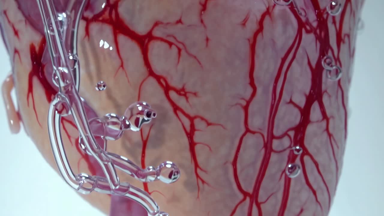 Water Splashing Over a Heart Model