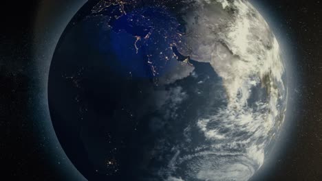 de la tierra desde el espacio de noche y de día