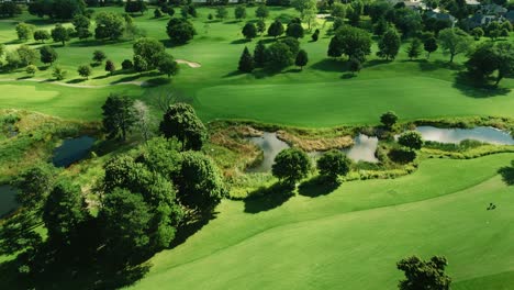 Aerial-drone-shot-over-golf-club-covered-by