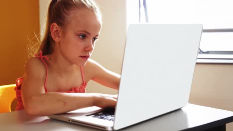 Schoolgirl-using-laptop-in-classroom-at-school